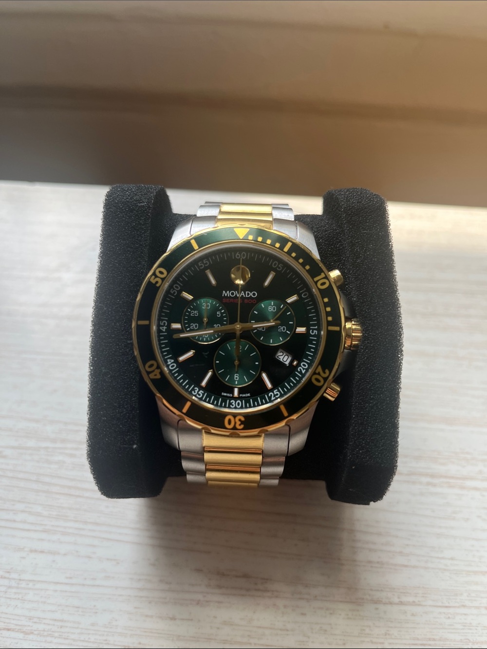 Movado Gold and Green Two-Tone Chronograph Watch series 800